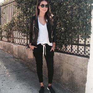 Sincerly Jules Black Jogger Pants with White Drawstring